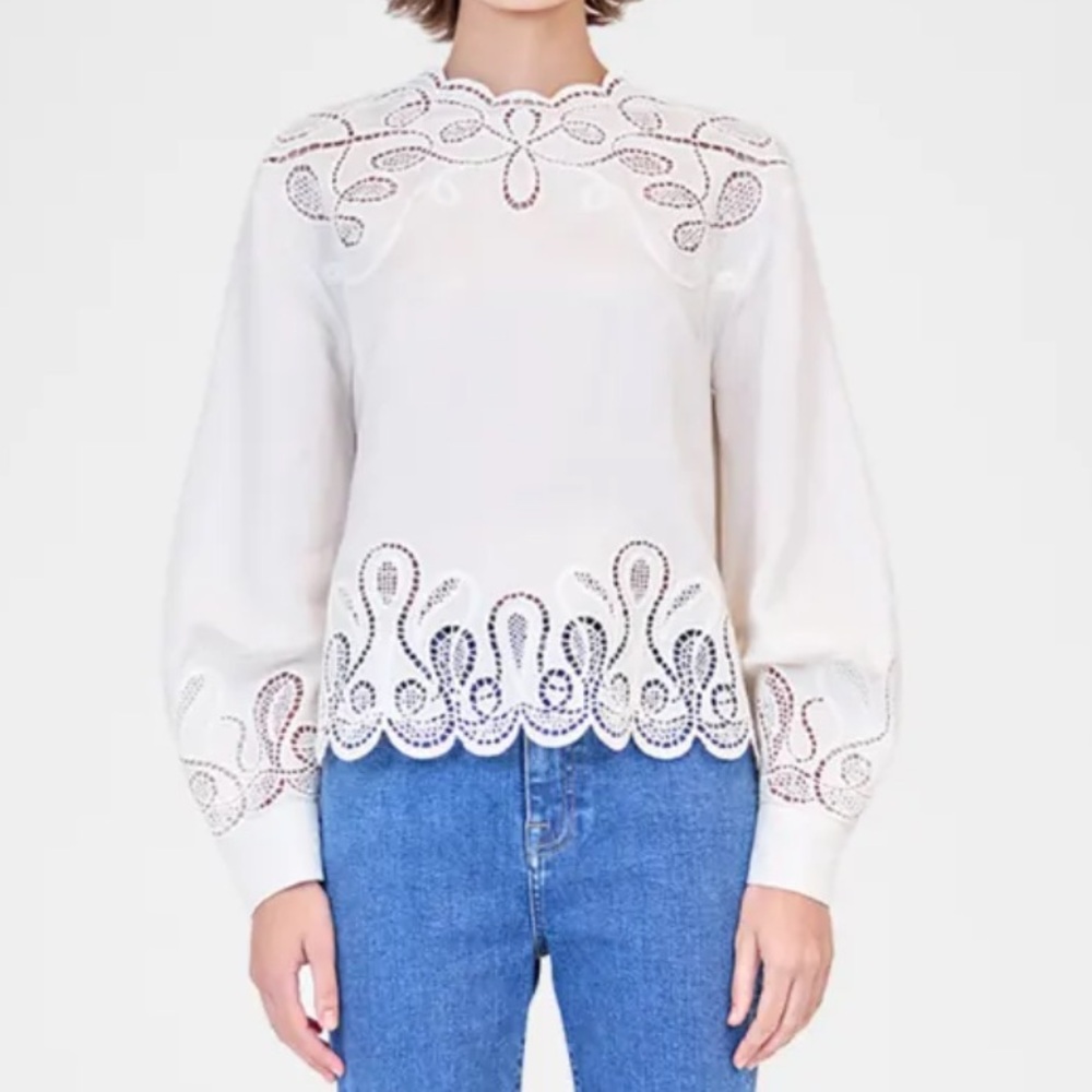 Simkhai Wendlyn Linen Blend Long Sleeve Blouse